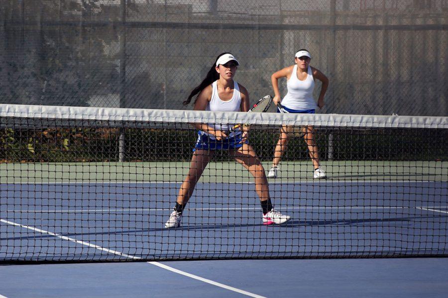 Iliana Herrera getting ready for a volley.