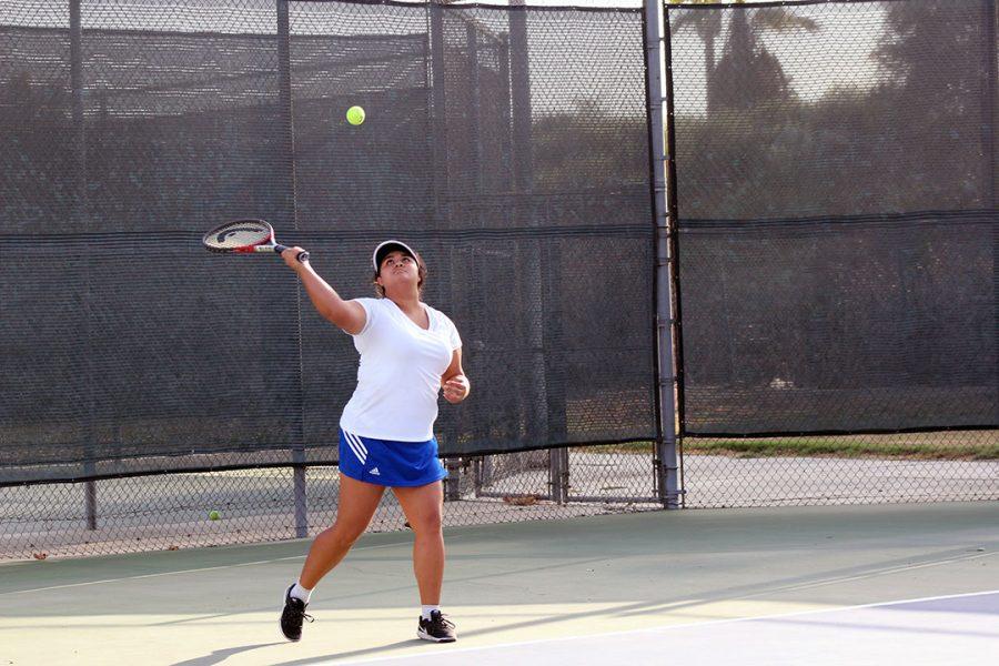 Maiya Hernandez prepares to return the ball.